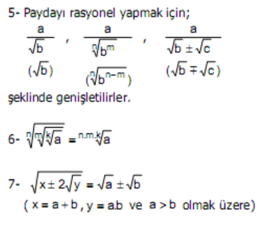 Köklü Sayılar Formülü